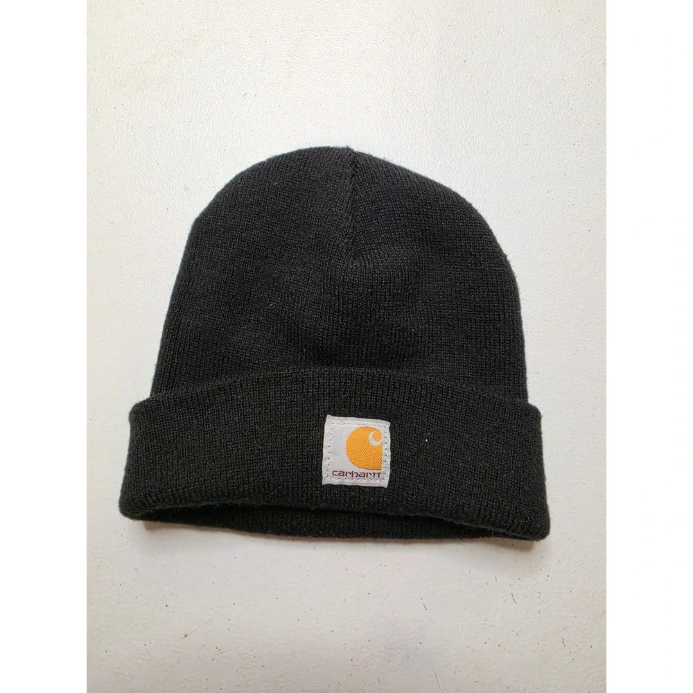 Carhartt Youth Acrylic Watch Hat Black Cuffed Beanie Logo Patch OSFM Kids